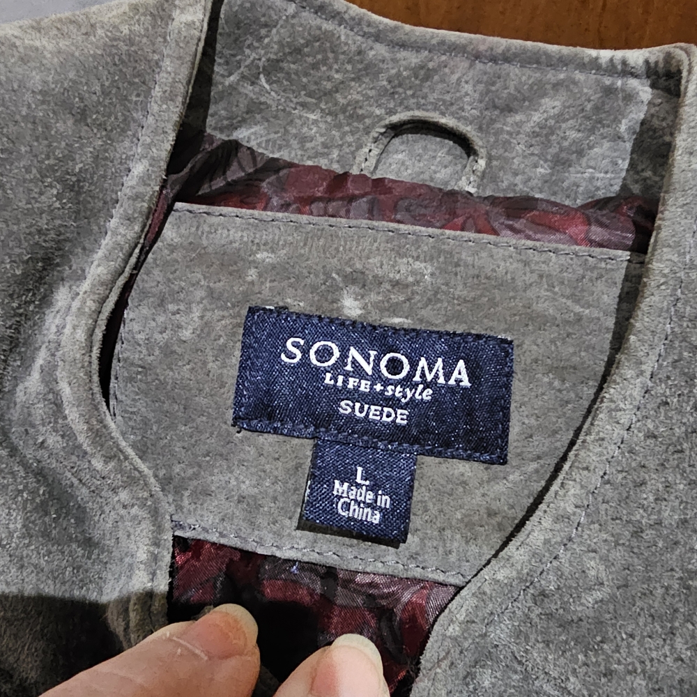 Sonoma Women's Gray Leather Jacket, SIZE LARGE. - Picture 3 of 5